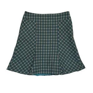 Women’s 8 Wool Blend Academia Plaid Preppy Flared Hem Above Knee Skirt LOFT